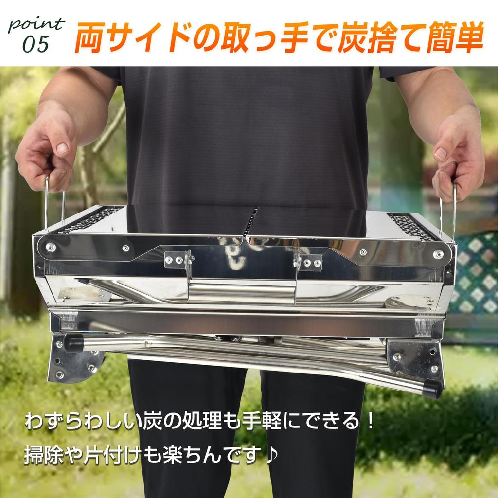 Fkstyle At Assembles In Just a Few Foldable Barbecue Stainless with Side Tables On Both Grill Charcoal for Compact Silver [Ultra-lightweight 3.3kg!