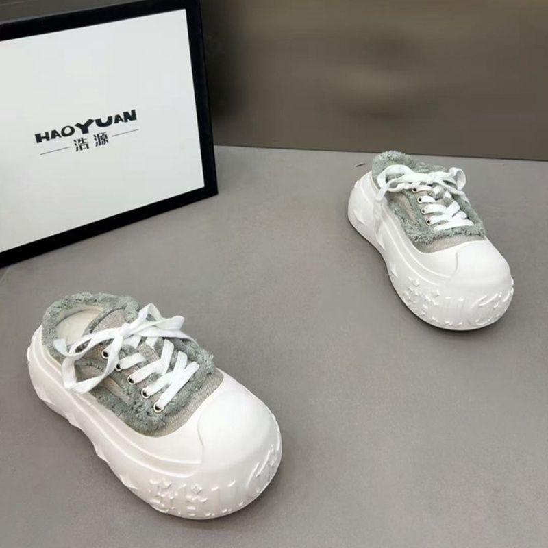 Baotou half slippers women's bread shoes new big head lace-up thick-soled muffin dissolving shoes sports and leisure shoes Hao