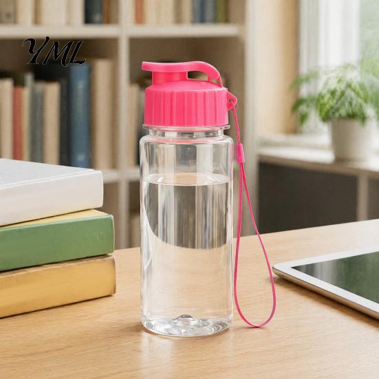 Travel Drink Container Sports Water Bottle, with Flip Lid And Lanyard, Portable Leak-proof PET Bottle for Commuting Cup, Lightweight Fitness Jug, Gym