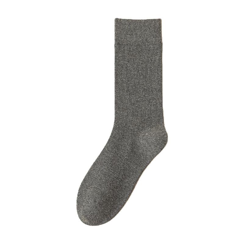 Men's Autumn and Winter Thick Warm Solid Color Business Wool Boneless Socks