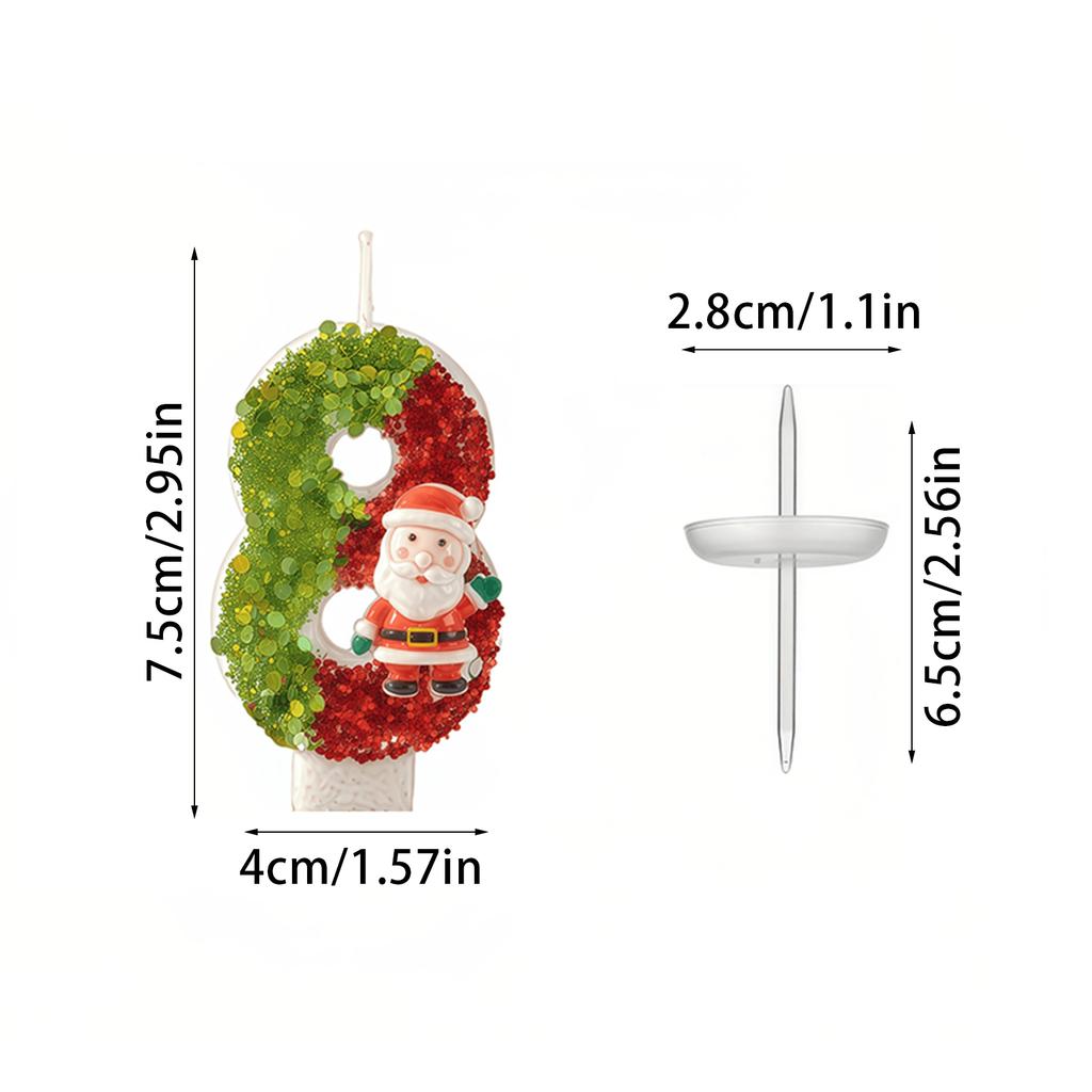 Christmas Digital Candles 0-9 Candle Santa Claus Decorates Candles Christmas Atmosphere Props Creative Christmas Decoration