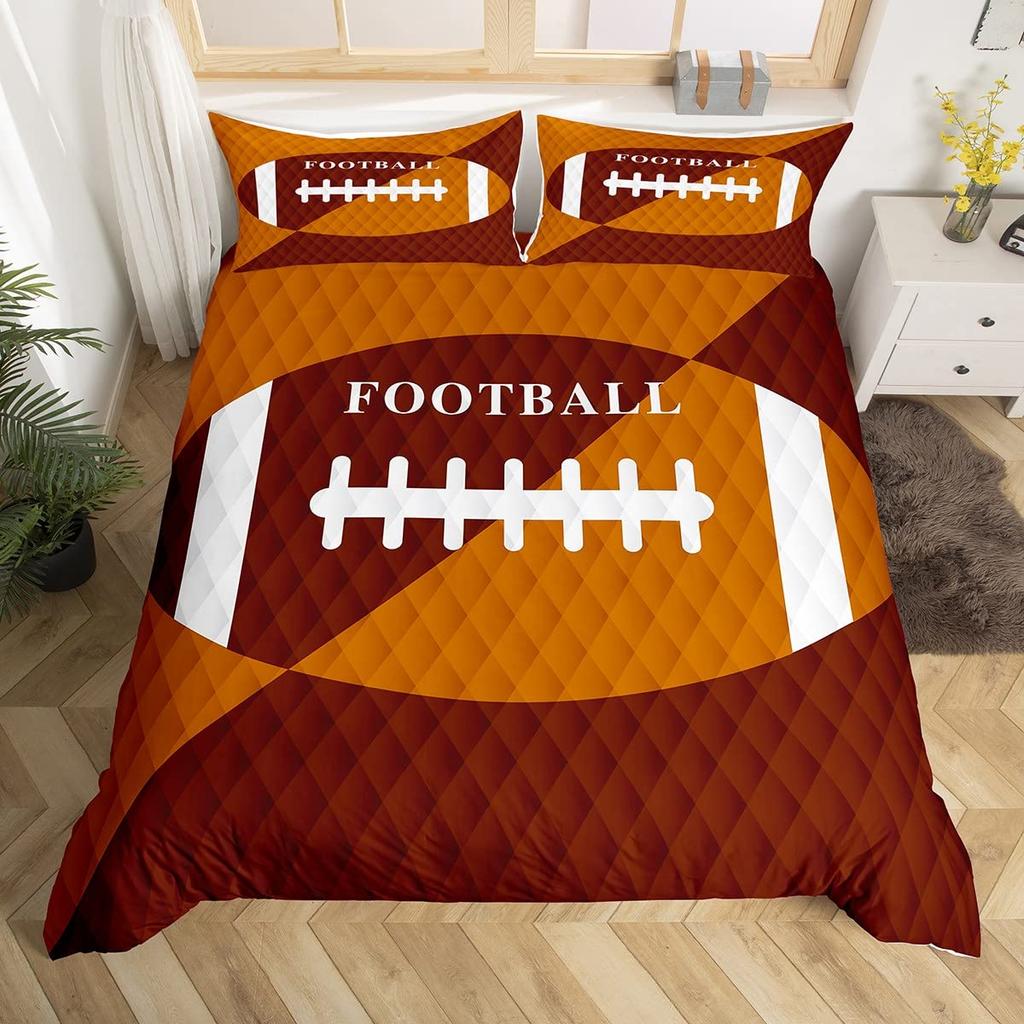 Boys Rugby Sports Duvet Cover Queen Football Bedding Set Ball Sport Comforter Cover Black Tie Dye Quilt Cover with 2 Pillowcases