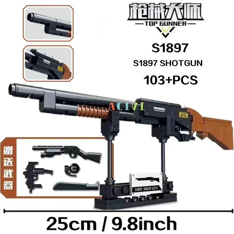 Technical Building Blocks toys Gun AK47 Revolver Submachine Sniper Barrett WW2 Military Army War SWAT Weapon Model for children