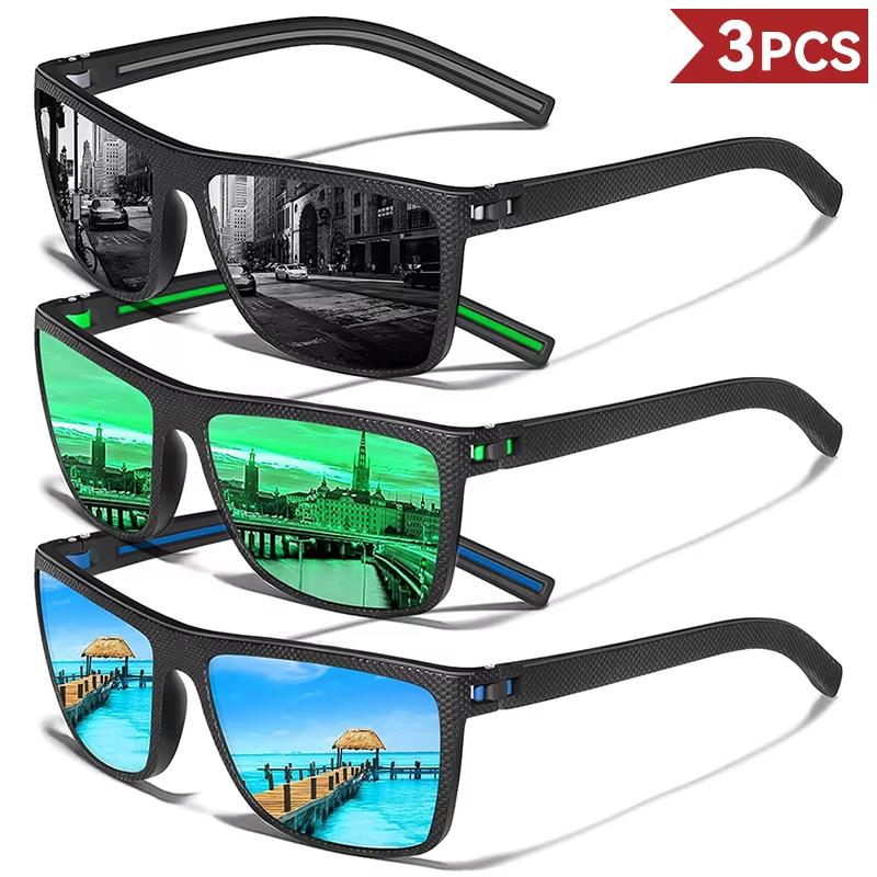 3PCS Amazing Men Polarized Sunglasses Unisex UV400 Glasses Fishing Goggles Outdoor Sport Eyewear  for Driving Fishing Cycling