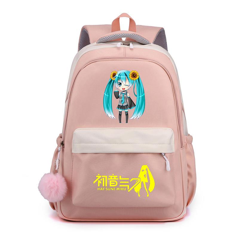 Anime Peripheral Hatsune Future School Bag Backpack Cartoon Backpack Candy Color Large Capacity Student School Bag Stationery
