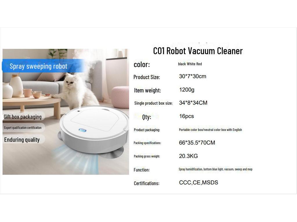 4-in-1 Smart Spray Sweeping Robot mit USB-Aufladung, 110 V – Saug-, Kehr- und Wischfunktion