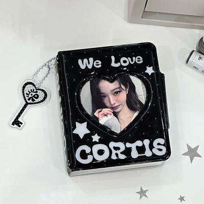 Portafoto in PVC Coreano Cortis Nero 32 Tasche Raccoglitore per Fototessere Libro da Collezione per Card di Idol