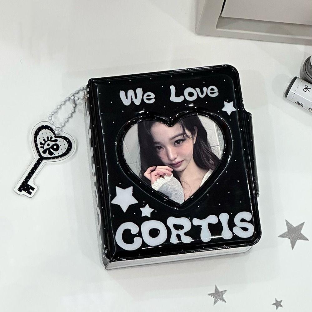 Porte-cartes photo PVC Coréen Noir Cortis 32 Poches Classeur pour Cartes Photo Livre de Collection de Cartes d'Idoles