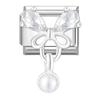 Zircone Brillante Farfalla Fiocco Cuore Link Charm Italiani Adatti per Bracciale in Acciaio Inossidabile da 9mm Gioielli da Donna Fai da Te Creazione Regali