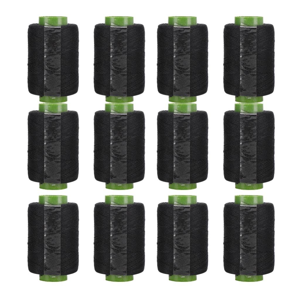 12Pcs Thread Spool Polyester Sewing Thread Black Hand Sewing Thread  For Quilting