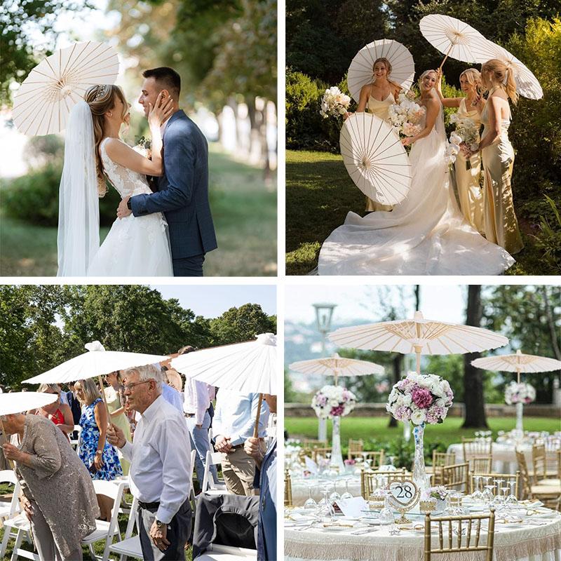 8/12/24/36/50PCS 60/84cm White Paper Umbrellas Wedding Paper Parasol for Guests Umbrella for Baby Shower Party Decor Photo Props