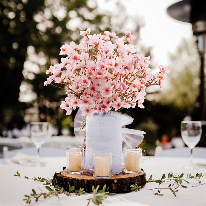 40cm Pink Artificial Cherry Blossom Flower Silk Peach Flowers Fake Plants Arrangement for DIY Garden Home Wedding Party Decor