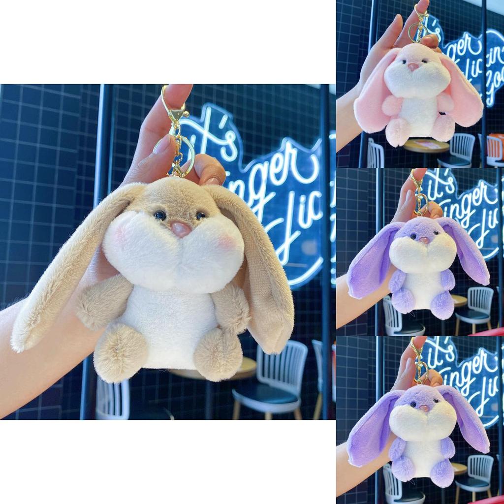 Cute Rabbit Plush Toy With Silver Keyring For Bag Accessory And Collection