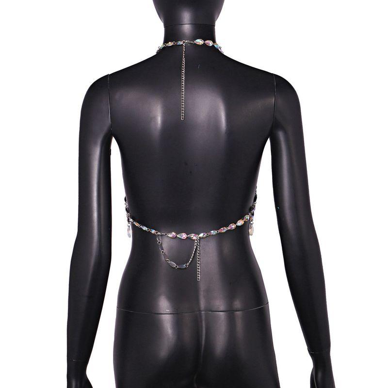 Magic Queen Cross-Border Sexy Cutout Nightclub Shiny Colorful Crystal Pendant Halterneck Short Vest Waistcoat