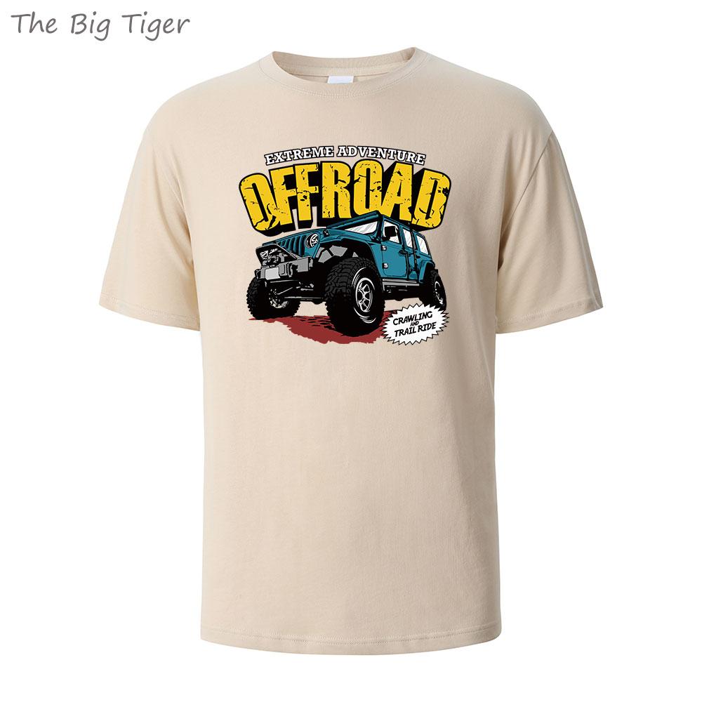 Offroad Vehicle Printing Comfortable Cotton Tshirt Men Simple Crew Neck Design Soft Breathable Short Sleeve Basic Mens Tshirt