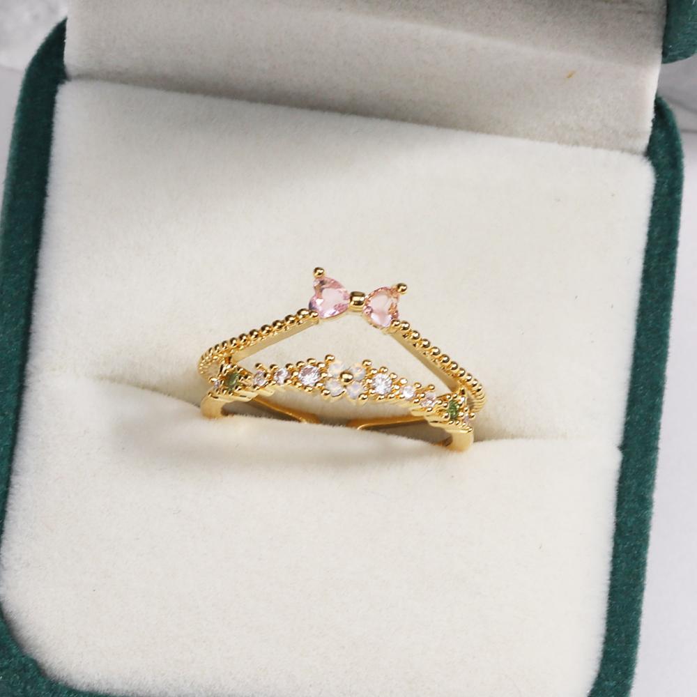 New Cute Colorful Zircon Flower Ring For Women Girl Fashion Vintage Zircon Adjustable Rings Jewelry Gift