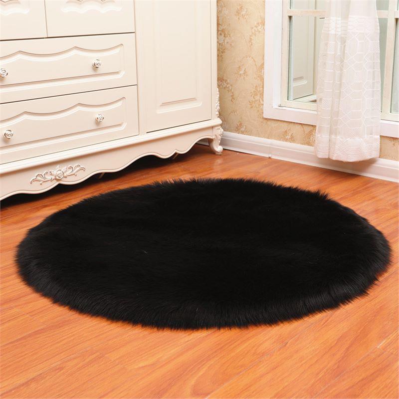 Imitation Wool Plush Round Carpet for Living Room, Bedroom, Yoga