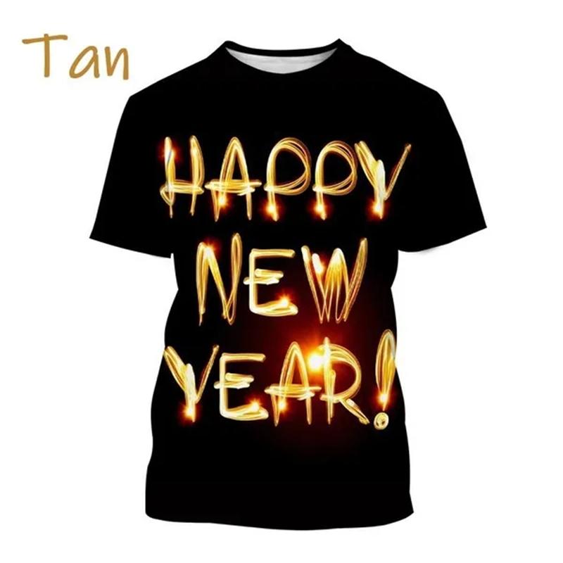 Happy New Year! Hot Selling Men And Women 3D Printed T-Shirt Short Sleeve Fashion Casual Christmas Art T-Shirt Unisex Tops Tees