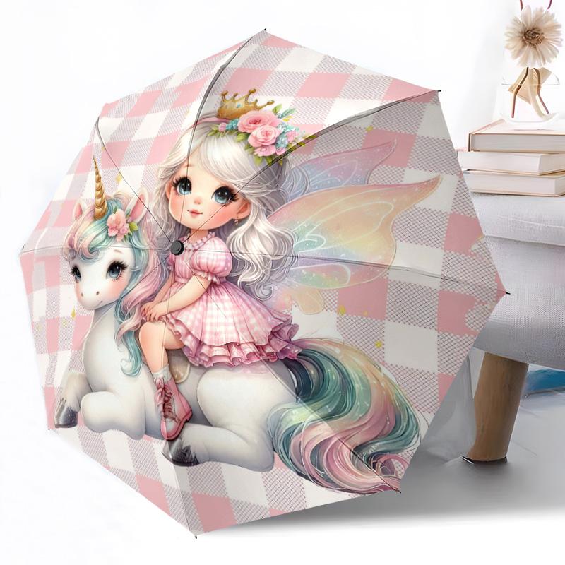 

1pc Rainbow Unicorn Fantasy Portable Automatic Umbrella Folding Umbrella with 8 Ribs Lightweight Season Use Elegant Women s Umbrella Perfect Gift Y5