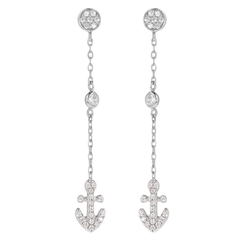 Les Trésors De Lily [Q2944] - Silver Earrings 'Ancre Marine' Silver White (rhodium-plated) - 47 Mm - 10x7 Mm