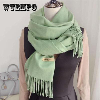 Bufanda de cachemira de otoño e invierno para mujer, chal de lana de color liso, combinable, grueso, de doble uso, con borlas, para hombres y mujeres, parejas