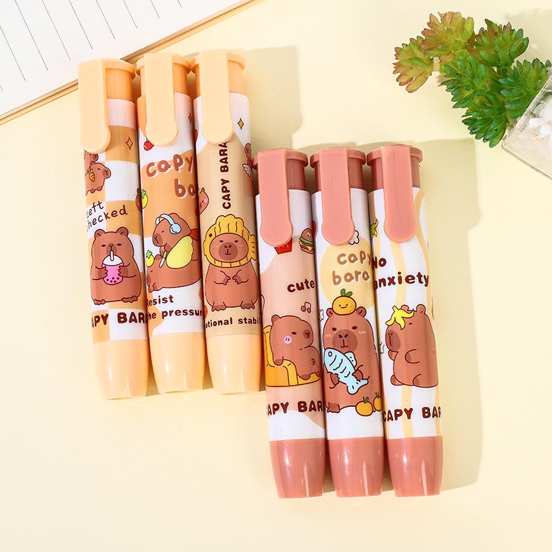 Capybara Push-Button Eraser for Kids - No-Trace, Low-Dust, High-Value Stationery
