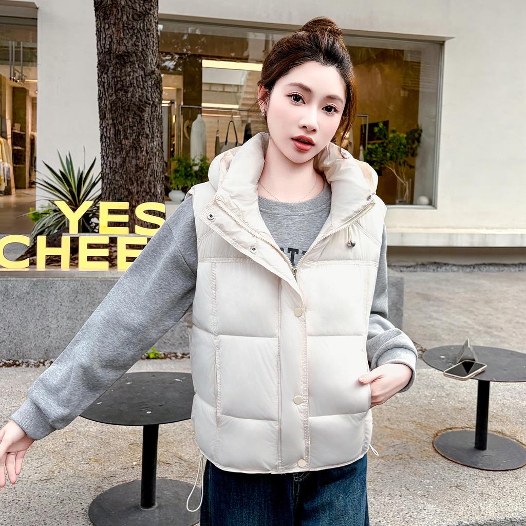Puff Hooded Down Cotton Clothing Vest Women's Winter New Large Size Women's Loose Vest Jacket