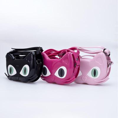Neue Mode PVC Jelly Bags Damen Schultertaschen Kinder Niedliche Katze Langlebig Schmutz Einfach zu Waschen Freizeit Kleine Quadratische Taschen Umhängetaschen