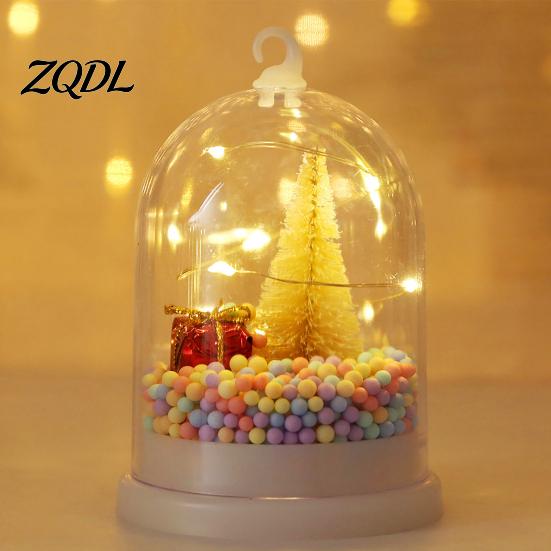Led Bedside Lamp for Kids Christmas Tree In Dome with LED Light, Mini Cedar Light Up Holiday Atmosphere Hanging Ornament, Battery Powered Decorative