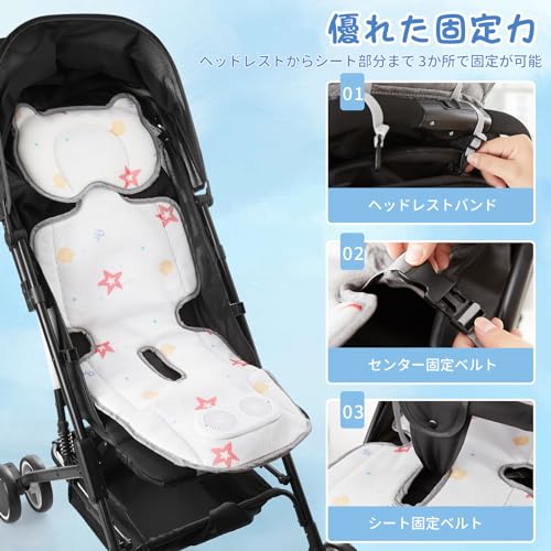 RUNELVES Baby Car Seat, Child Seat, Stroller Cooling Seat, Summer Cooling, 3-Velocity Airflow, Heat Relief, USB Powered, Timer Function, Breathable, C