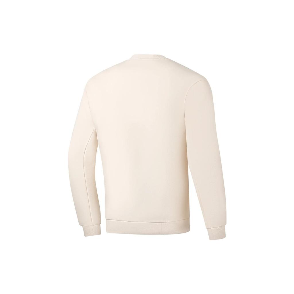 Li Ning Fitness Series Logo Buchstabenaufdruck Rundhals Lockeres Sweatshirt Herren Sweatshirt Schwanenweiß AWDSA41-5