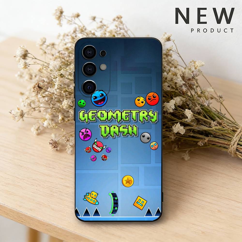 G-Geometry Dash Game Phone Case For Samsung S26,25,24,23,22,30,21,10,9,Ultra,Plus,Lite Black Soft Case