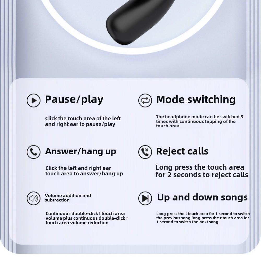 Hanging Ear Color Screen Earphones Bluetooth Noise-cancelling Earphones Open Earphones Bluetooth Ultra Long Life