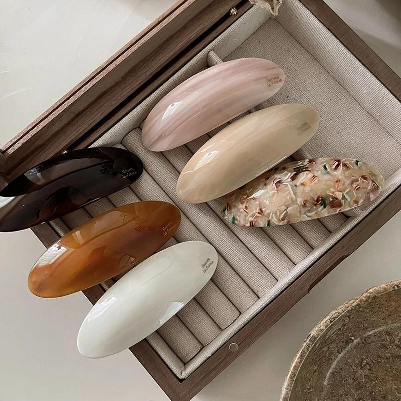 Essigsäure-Haarspange, Federspange für Mädchen, große Haarnadel, Kopfbedeckung, glänzende elliptische Bogen-Haarnadel, Haar-Accessoires