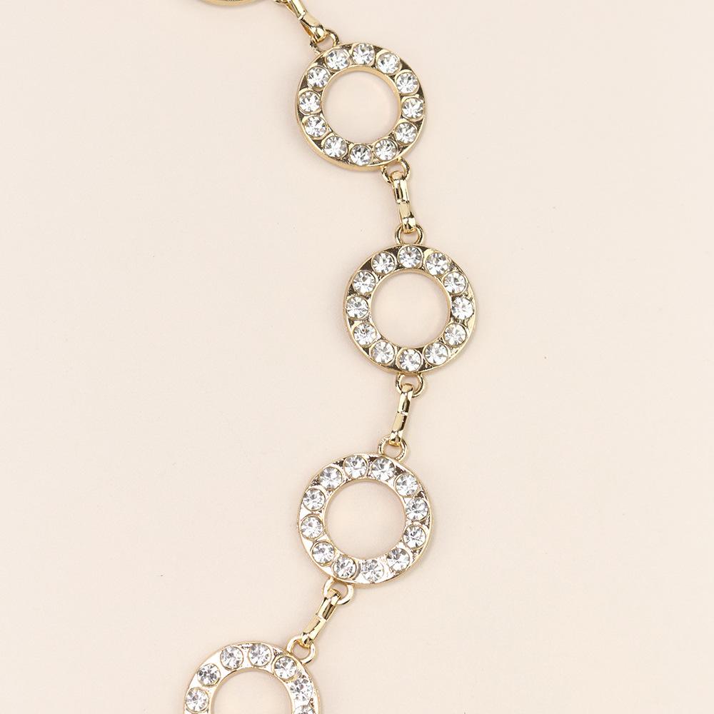 Waist Chain Women'S High Sense Women'S Retro Silver Diamond Circle Summer Skirt Metal Chain Belt
