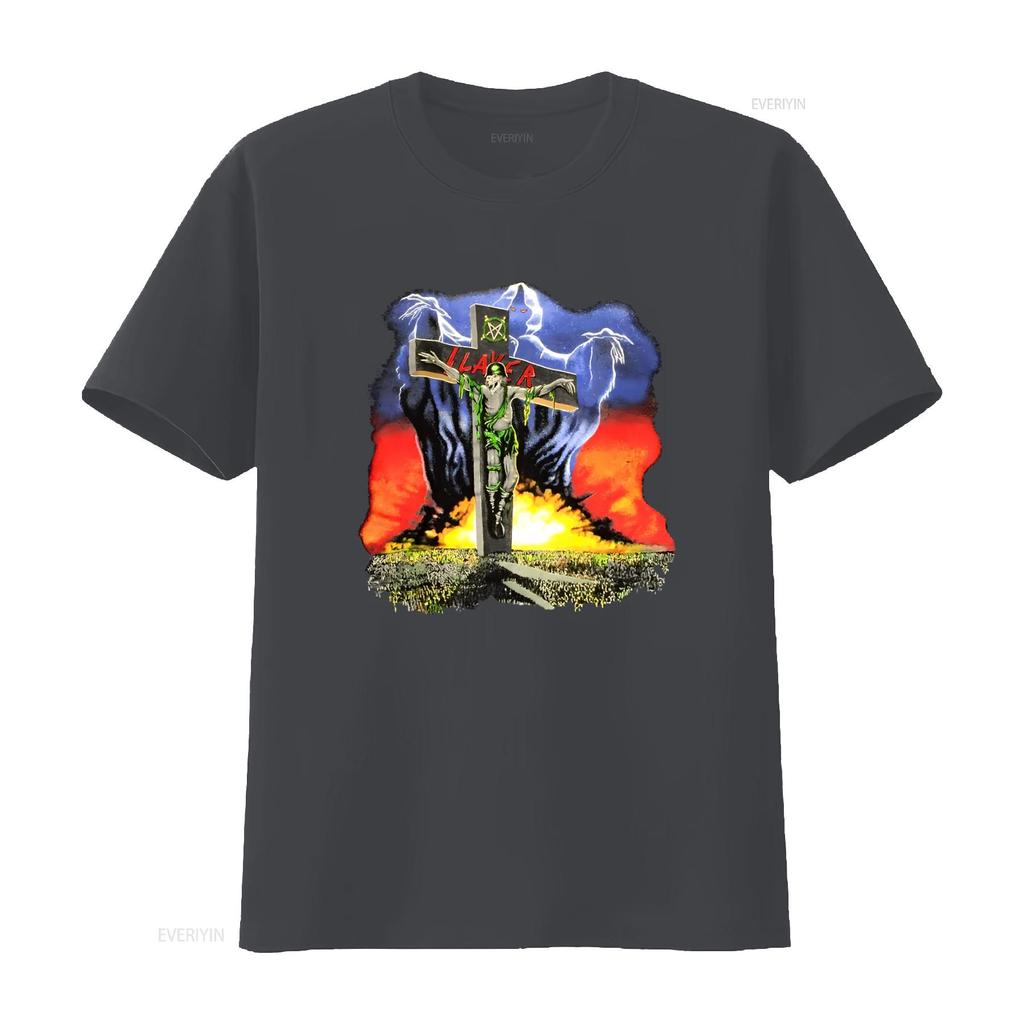 SLAYER 1990 Vintage European Campaign Tour Print T Shirt Vintage Washed Streetwear Fashion Stretched Comfortable Unisex Graphic