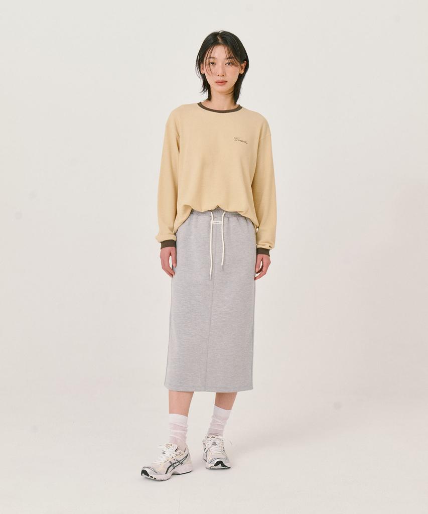 Grass Plan Basic Banding Skirt_Melange Gray