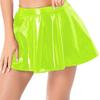 Damska błyszcząca sztuczna skóra rozkloszowana minispódniczka A-Line Mini spódniczki Clubwear