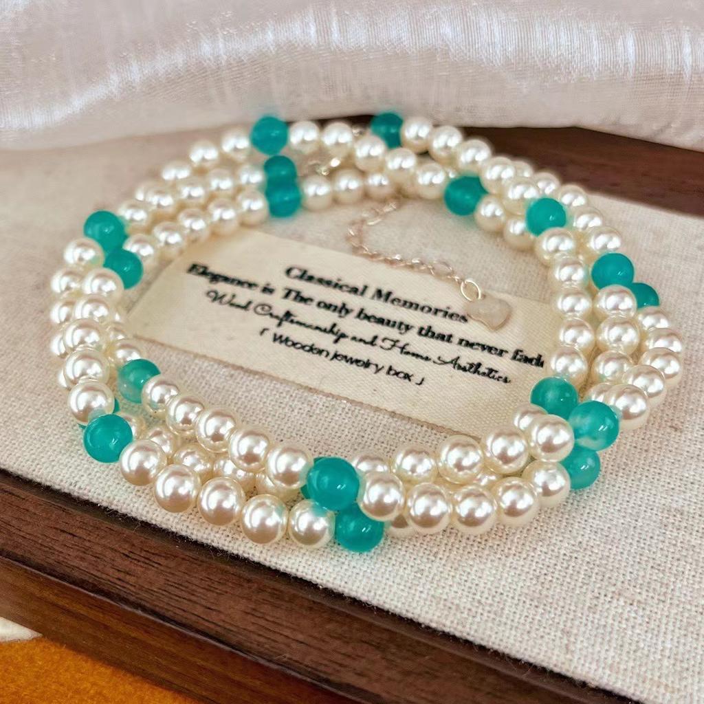 Vintage Summer Feeling Full Of Tianhe Stone Shijia Pearl Necklace 925 Silver Buckle Sweater Chain Long Chain