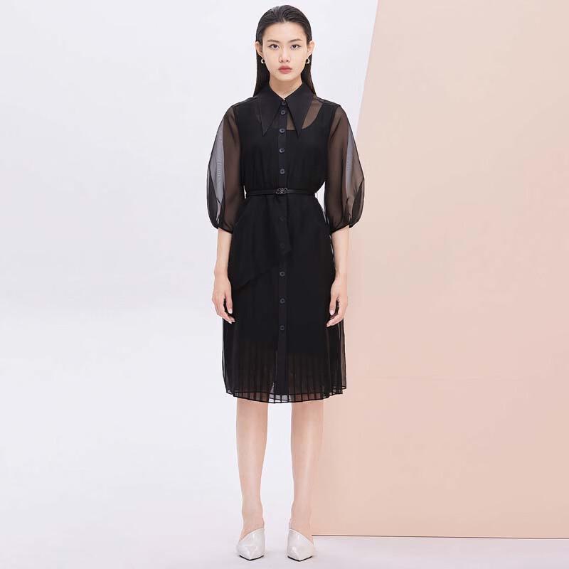 

JESSIE Women s Sheer Waist Two-Piece Shirt Dress L