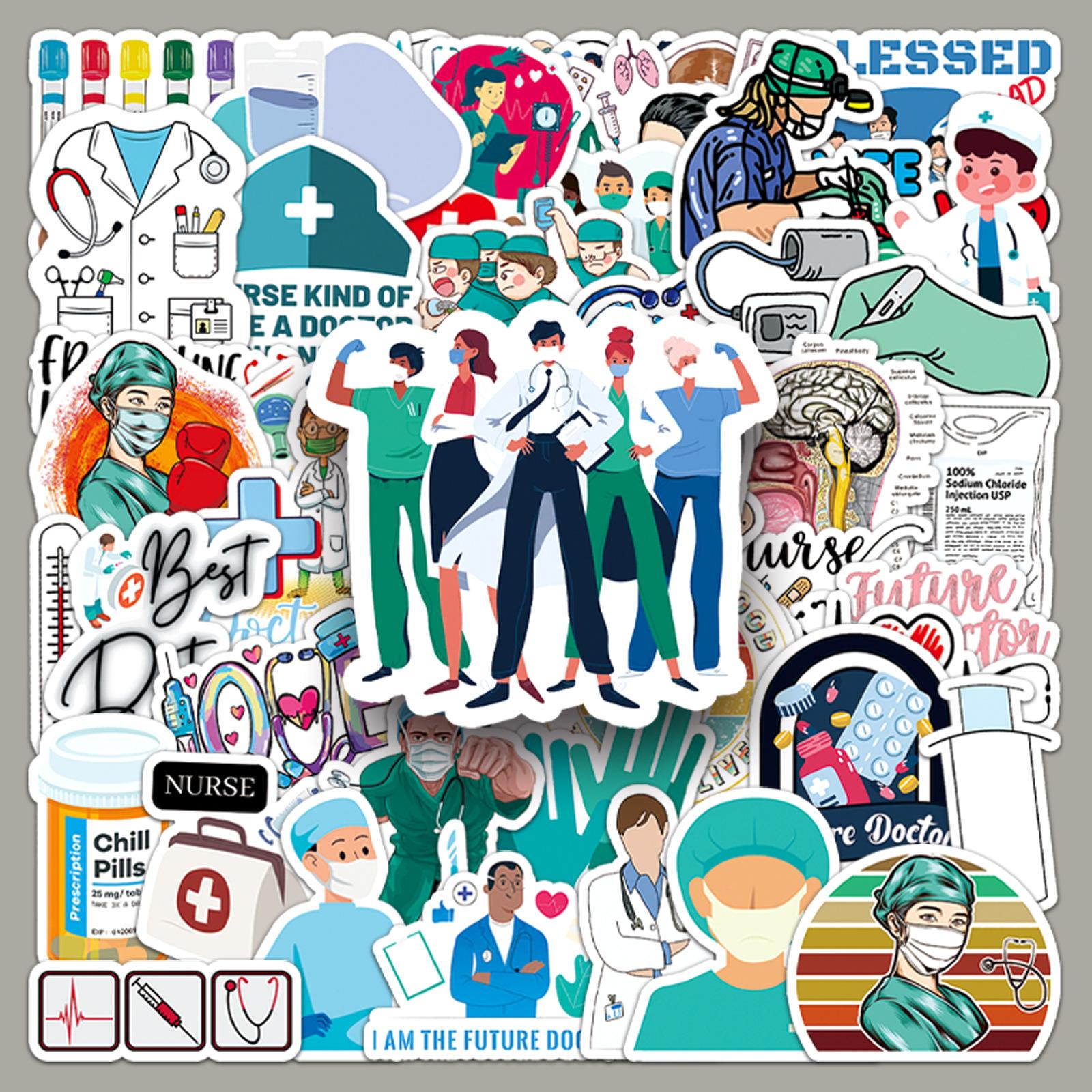 

50 шт./компл. мини-наклейки для доктора и медсестры DIY модные водонепроницаемые наклейки-каракули