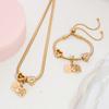 Fashionable High Quality Heart M&M Necklace Plated 18k Draw Bracelet Non-Fading Stainless Steel Jewelry Zircon Set