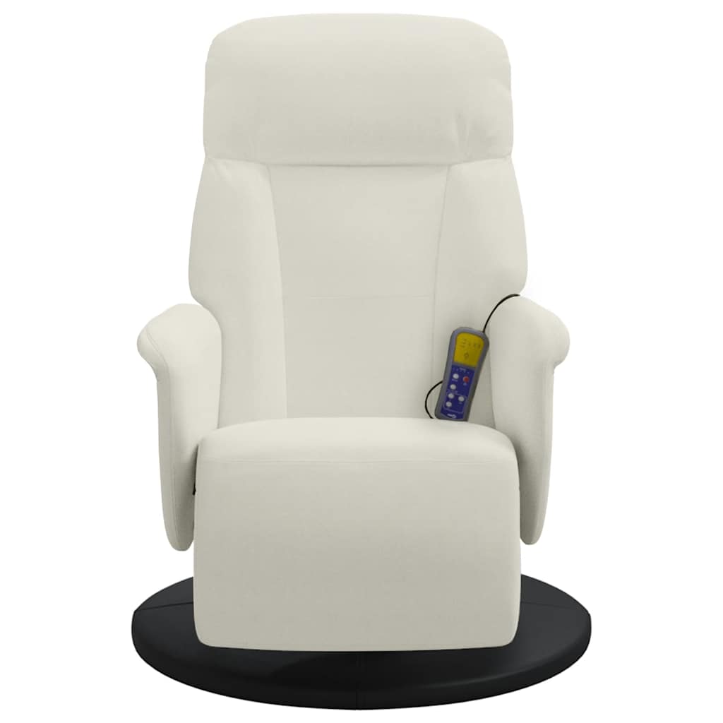 Massage Chair with Footrest Cream Velvet