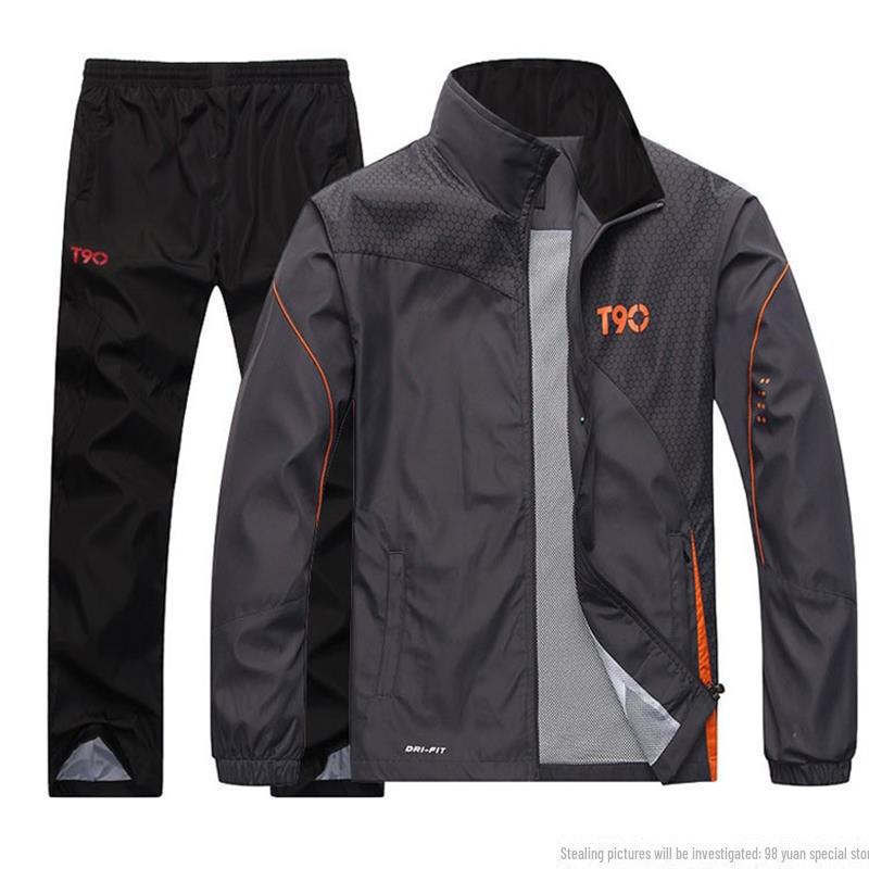 Мужской повседневный спортивный костюм-двойка на весну/осень для людей среднего возраста L