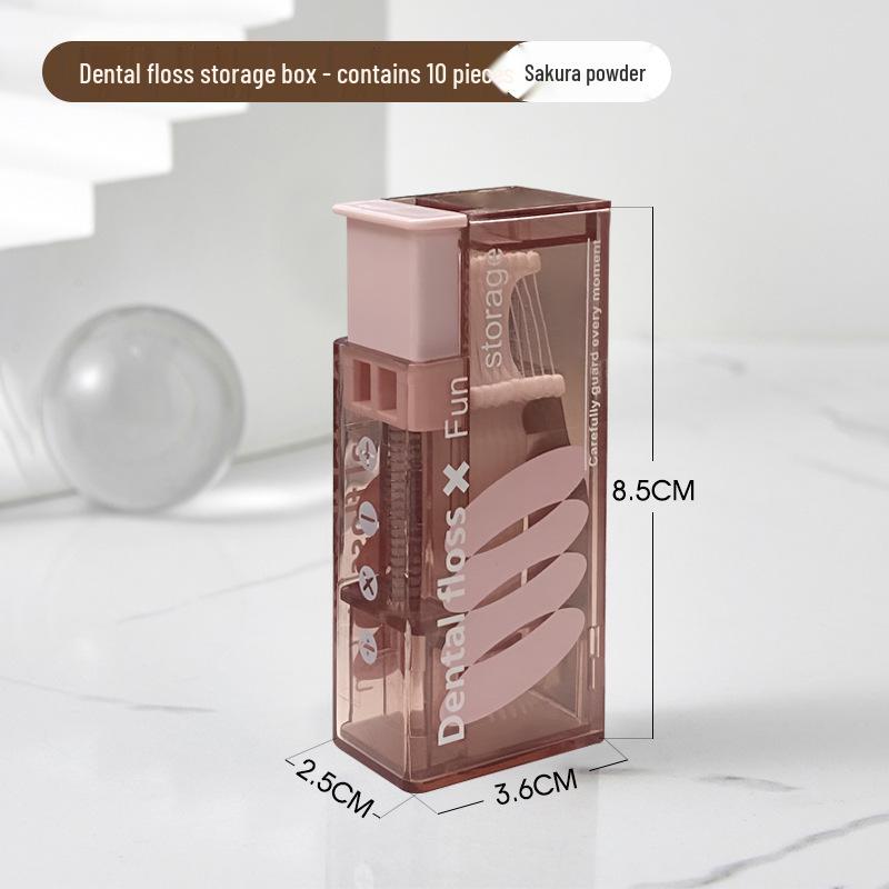 10-Piece Portable Automatic Floss Picks Box - Travel Disposable Toothpick Set