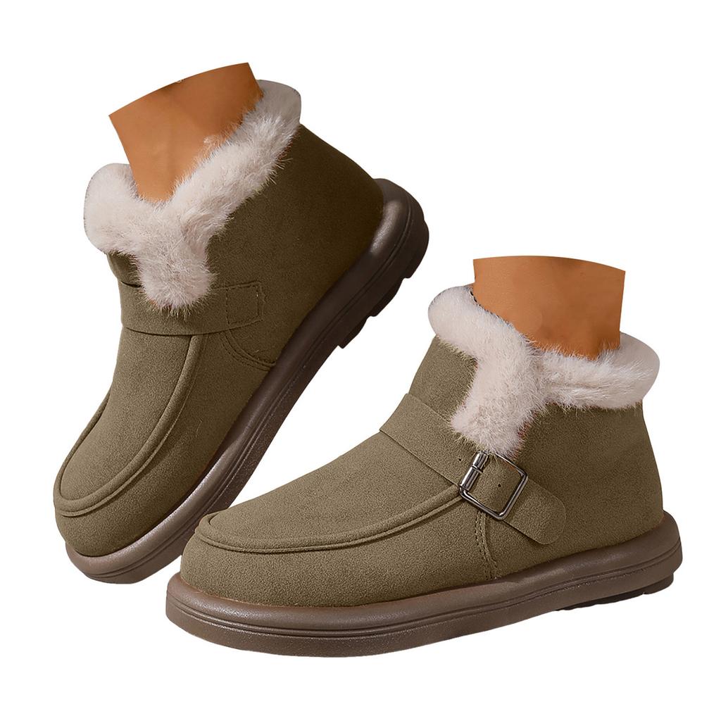 Women's Plush And Thick Flat Soled Thick Heeled Boots Cotton Casual Shoes Women Wedges