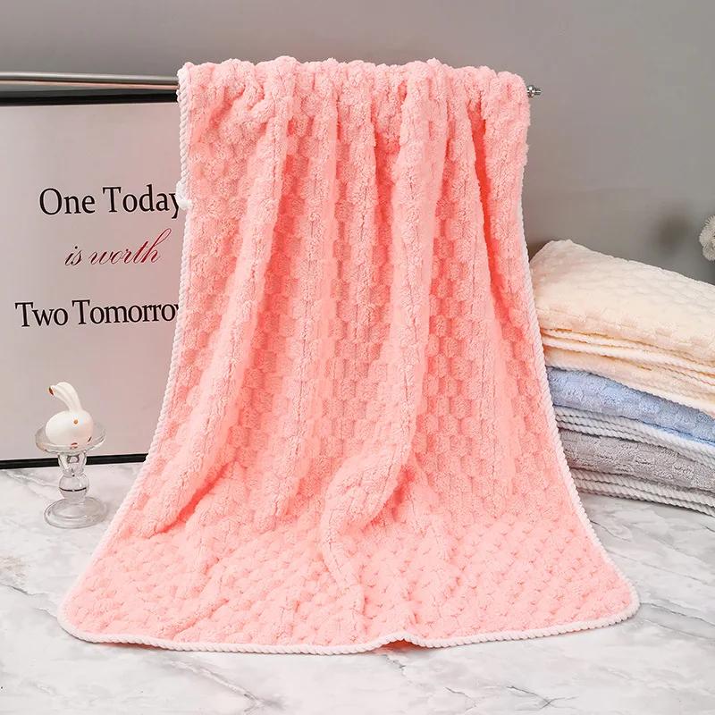 1 PC Soft Thickened Coral Microfiber Fleece Towel Quick Dry Water Absorbent Solid Color for Face And Hand Bathroom Towel