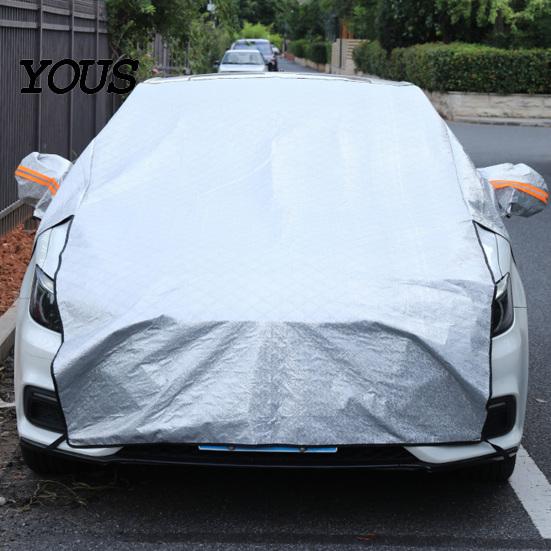 Waterproof Ice Guard for SUVs Car Windshield Snow Cover with Hood Extension, Aluminum Film Half Universal Fit Sun Shade Cover, Winter Frost SUV Sedan