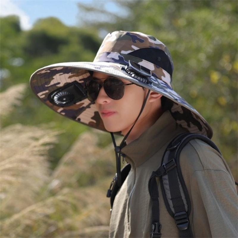 Solar Fan Hat Men and Women Outdoor Fishing Sun Protection Breathable Climbing Bucket Hat Fashion Versatile Sun Hat