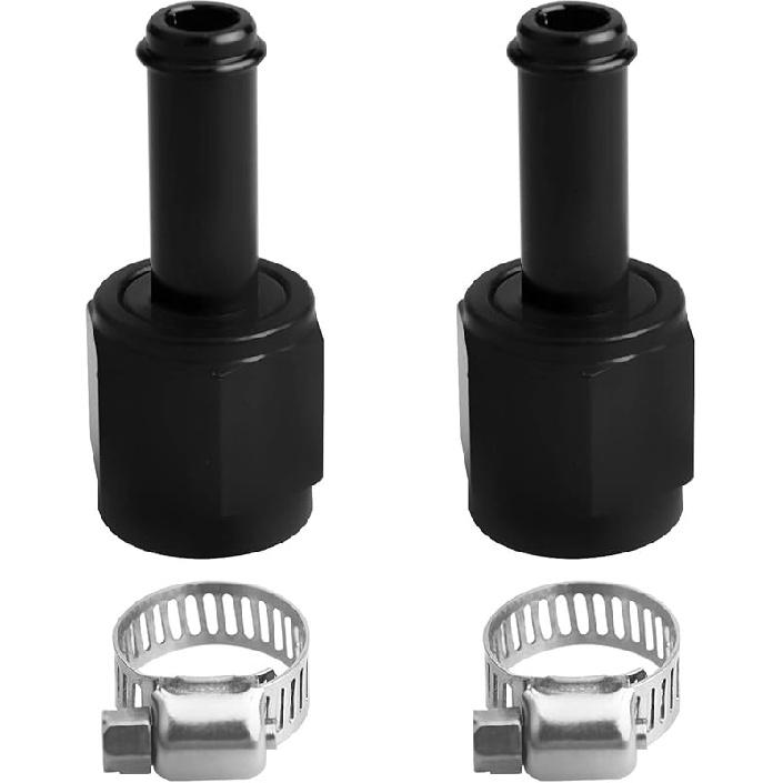 6AN Female to 3/8" Barb Straight Swivel Fitting Adapter Aluminum Black 4Pcs